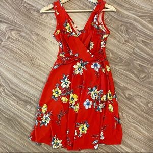 Floral red dress, light weight, XS